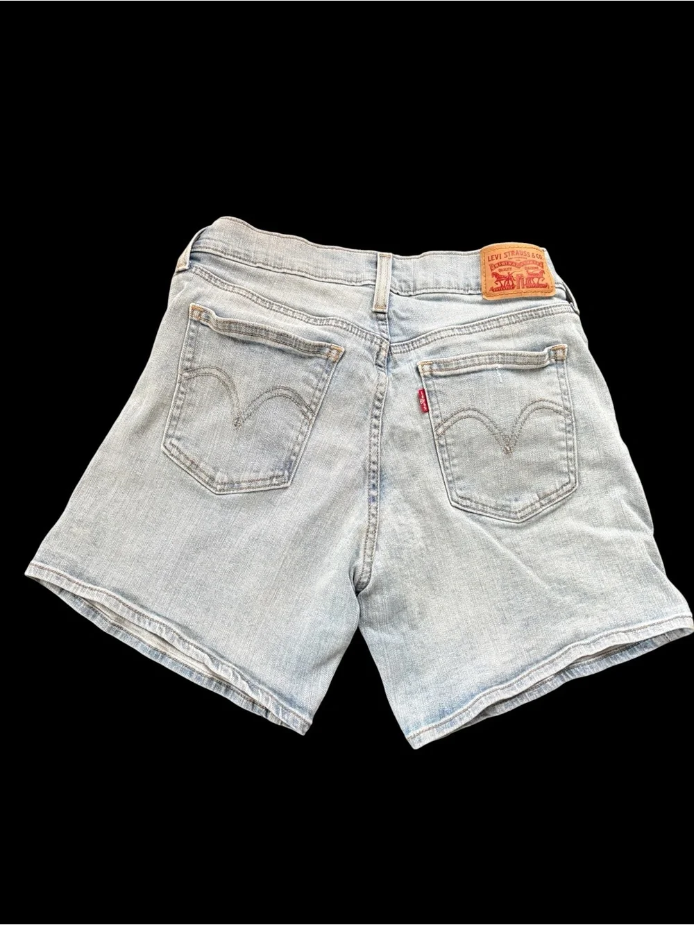Light Indigo Distressed Denim Shorts
